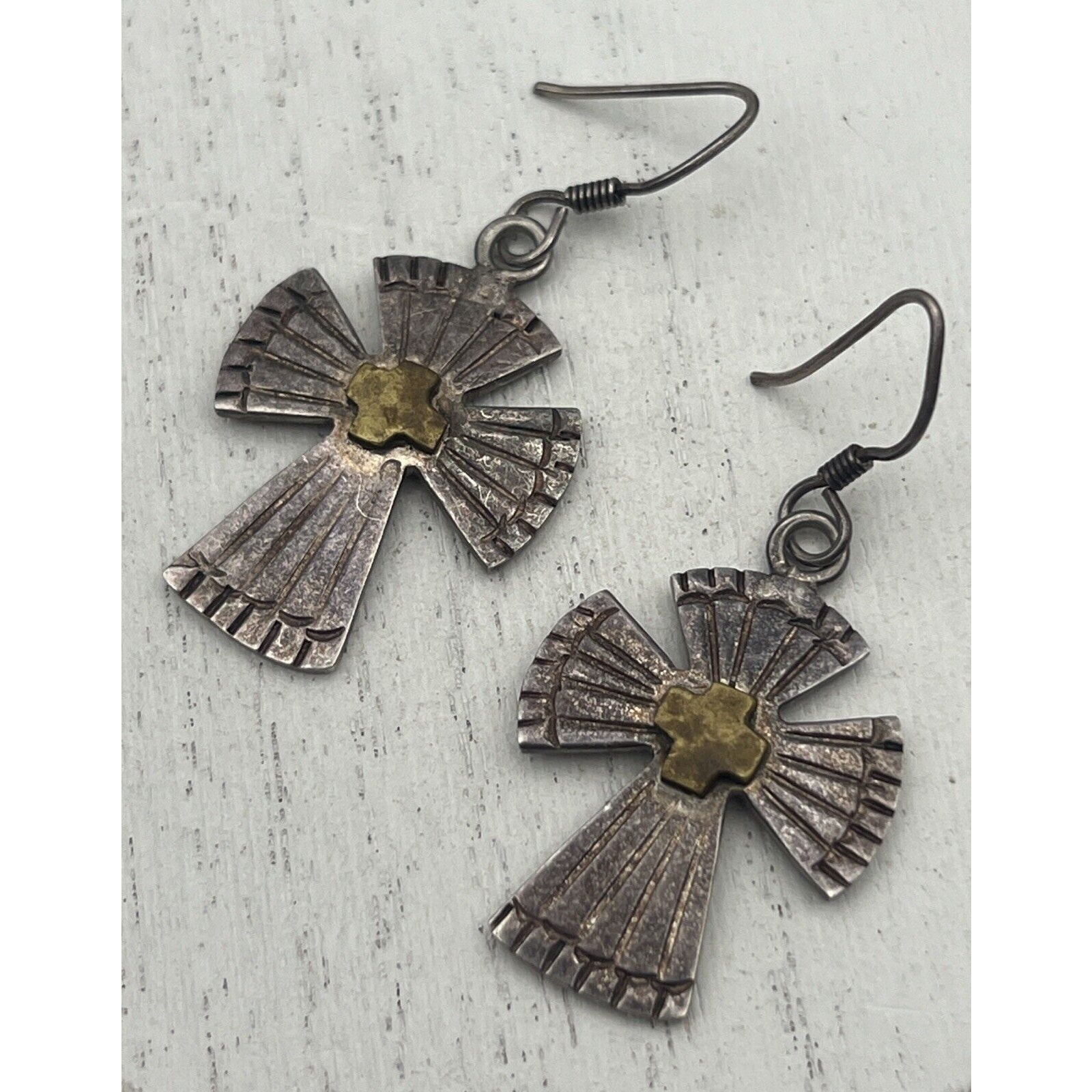 Vintage Mexico Sterling Silver 925 Tm-212 Cross Earrings
